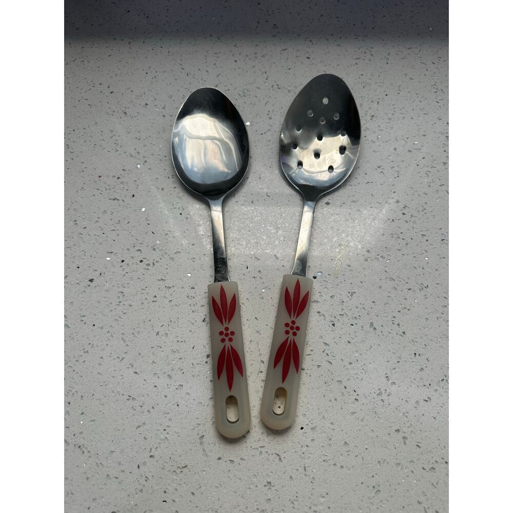 Temptations By Tara Fireworks Red Ceramic Handle Cooking Utensils Set Of 2